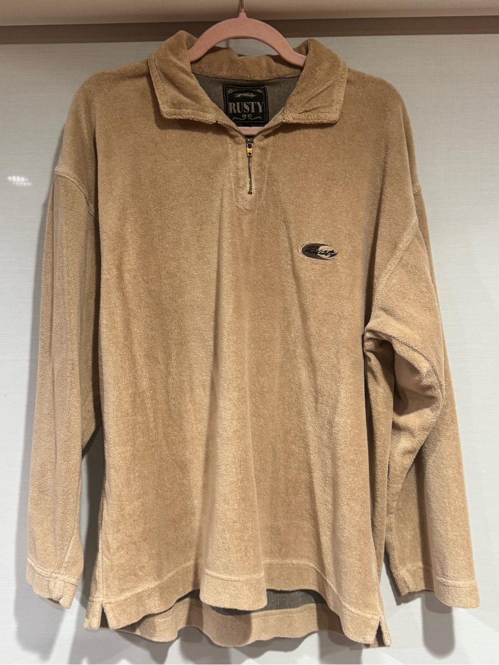 Rusty Men's Tan Half-Zip Pullover Sweater